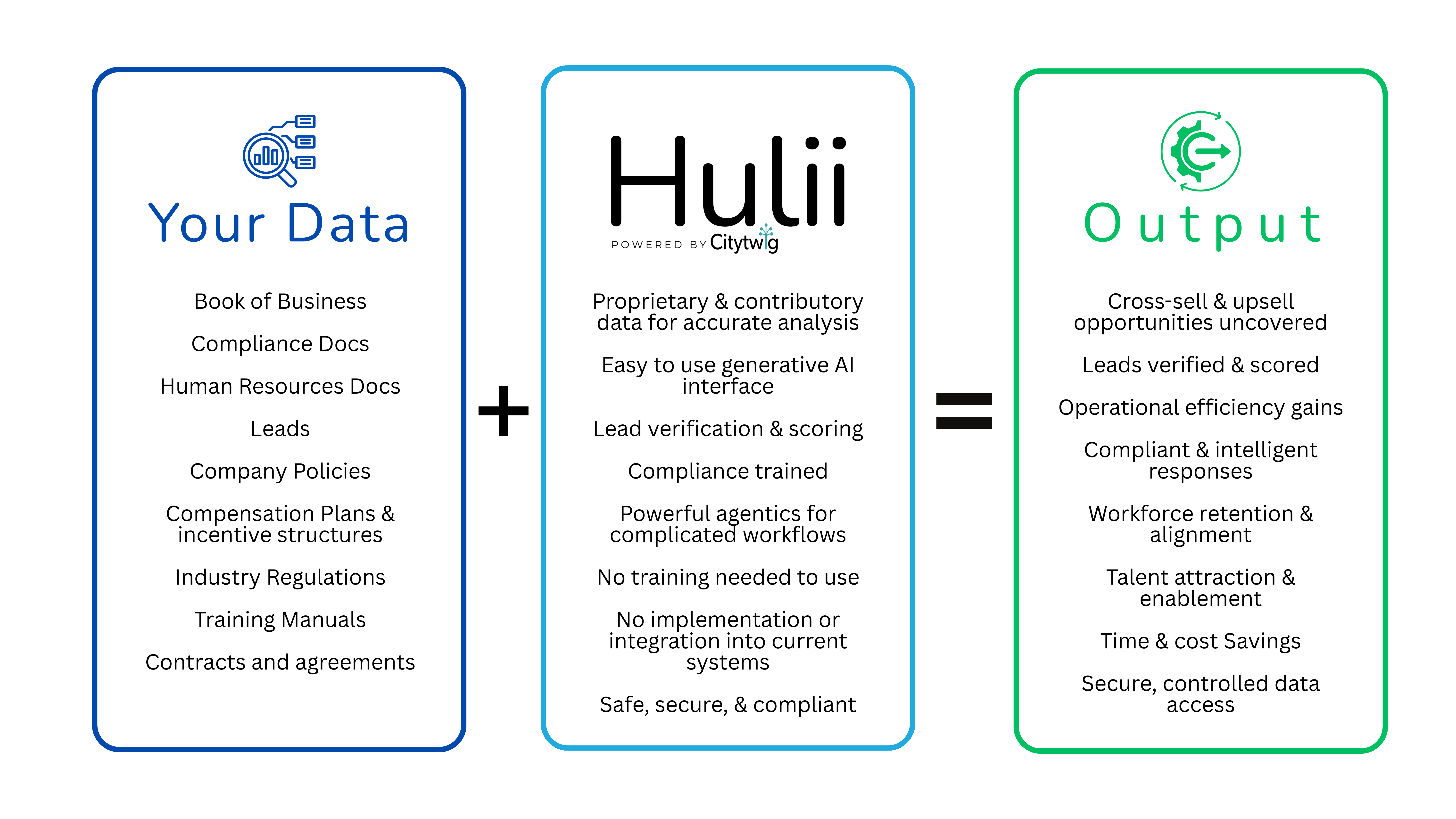 Hulii Data Flow - Your Data to Hulii to Output